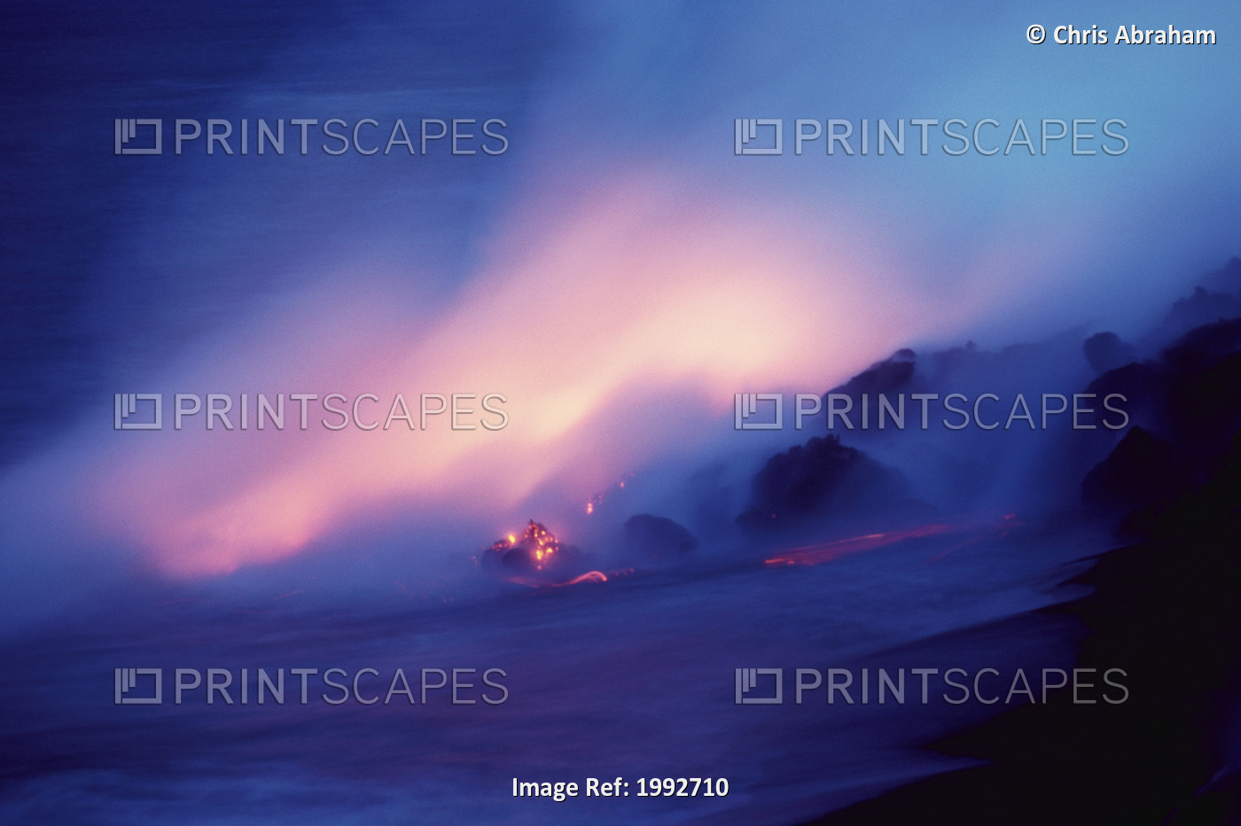 Hawaii, Big Island, Hawaii Volcanoes National Park, Lava Flows Into Ocean At ...