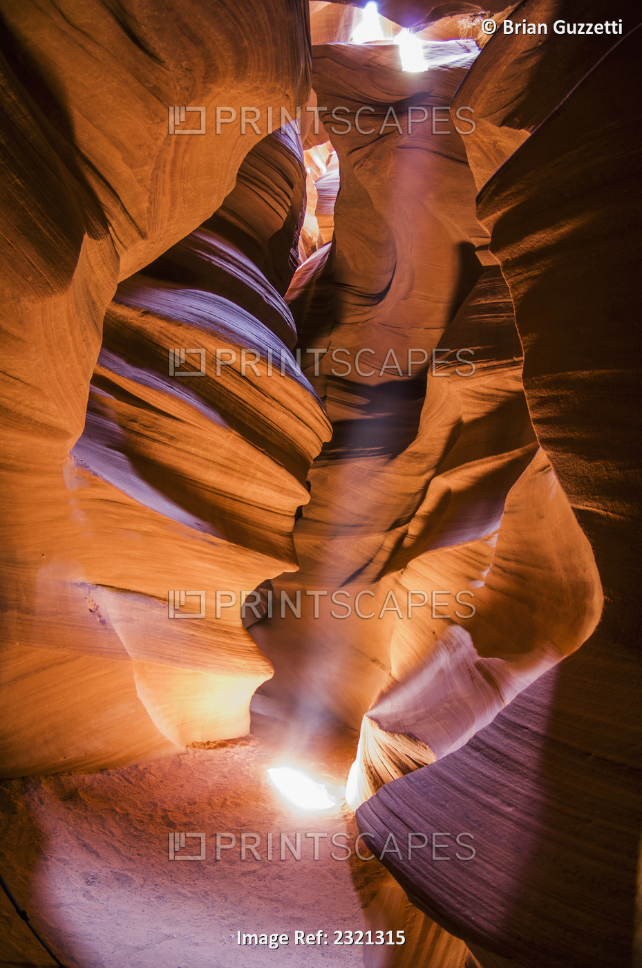 A scene in antelope canyon a narrow canyon carved out of the sandstone found on ...