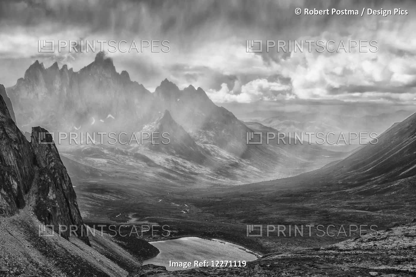 Black And White Image Of A Rain Storm Over The Tombstone Valley In Tombstone ...